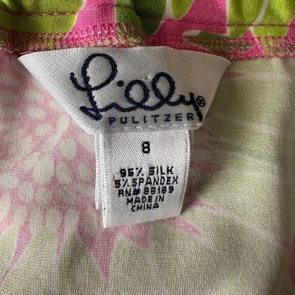 Lilly Pulitzer Silk Daisy Pencil Skirt Women's 8 Pink Green Spring Floral - Picture 3 of 4